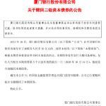 厦门银行 ：赎回二级资本债券